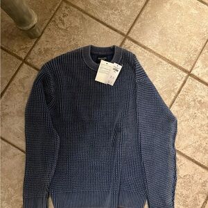 Abercrombie & Fitch Blue Crewneck Sweater with Textured Knit